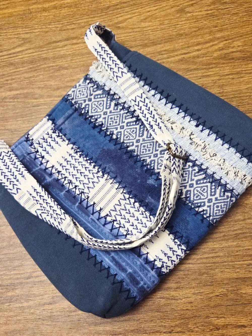DEMDACO Your Journey Indigo Crossbody Bag - Blue/Cream - Size Medium NWT